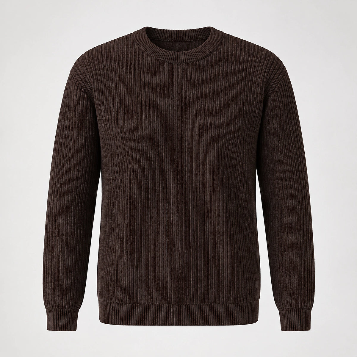 Harlen Ribbed Crewneck Sweater — Brown (apparel solo)