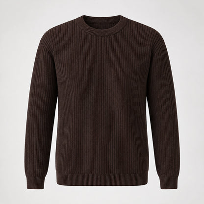 Harlen Ribbed Crewneck Sweater — Brown (apparel solo)