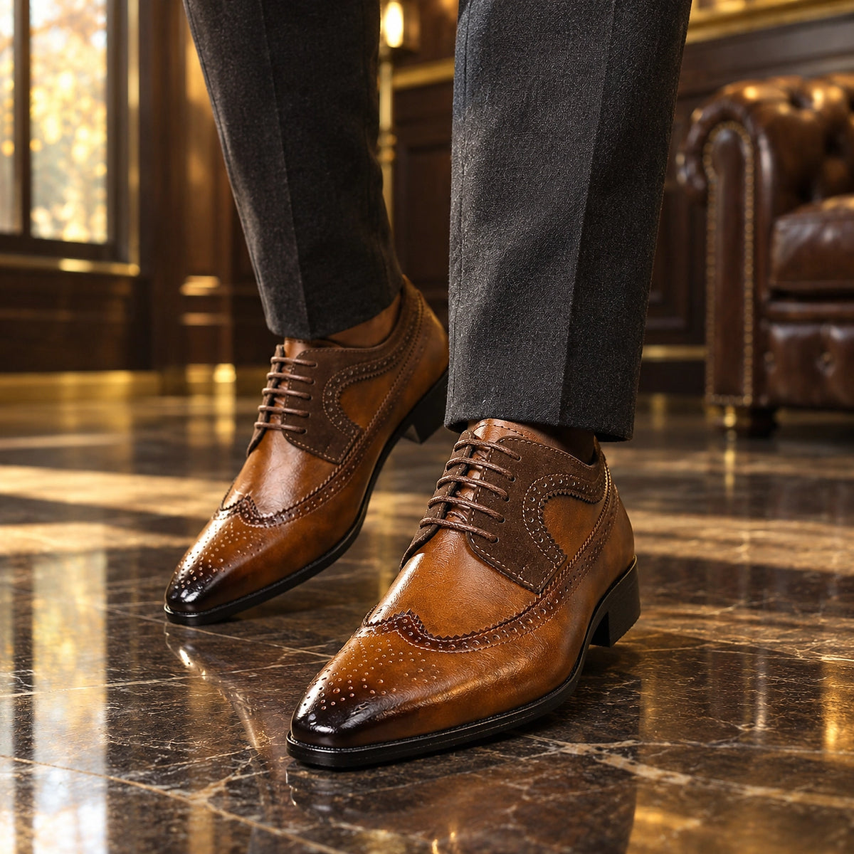 Dalvren Leather Brogue Derby — Brown (footwear environment 2)