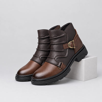 Harwick Leather Ankle Boots — Brown (gm-cx63) Trendy Boots (mens shoe pedestal)