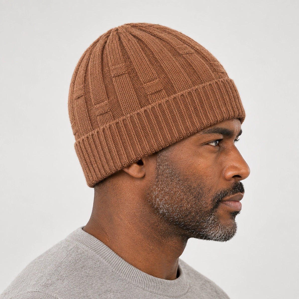 Drummond Wool Beanie — Brown (headwear model alt)