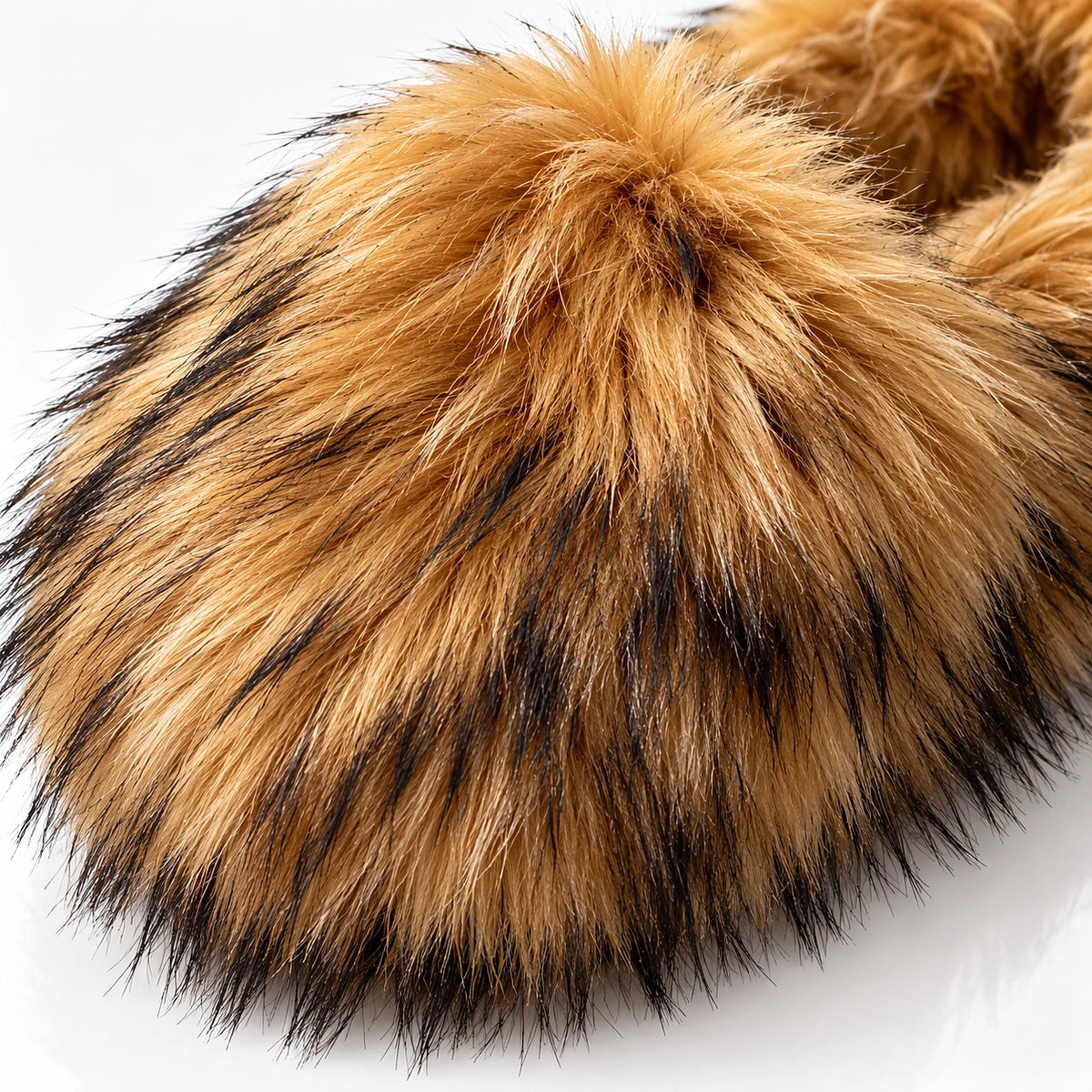Fioravessa Plush Slippers — Brown (imitation Raccoon Fur) (womens shoe macro)