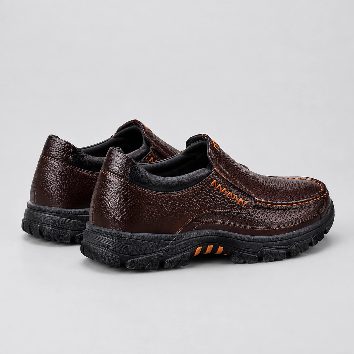 Halton Leather Slip-On Loafers — Brown (mens shoe angle)