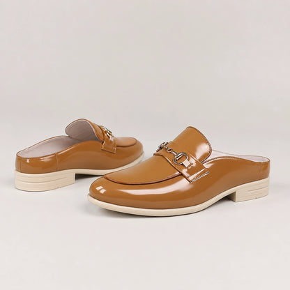 Halcourt Leather Horsebit Mule — Brown (mens shoe angle)