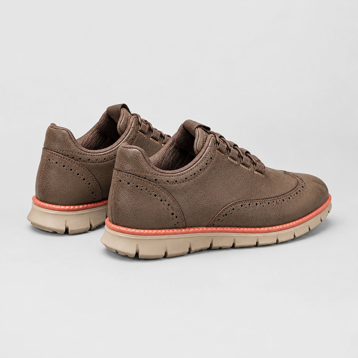 Halverton Leather Brogue Sneakers — Brown (mens shoe angle)