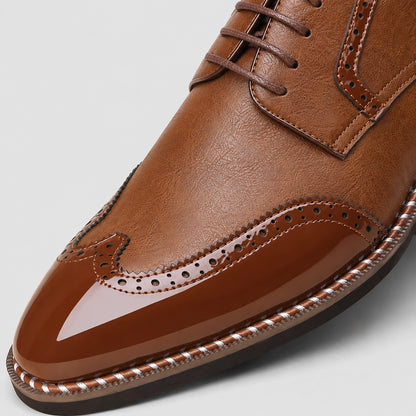 Daxton Leather Brogue Derby Oxfords — Brown (mens shoe zoom)