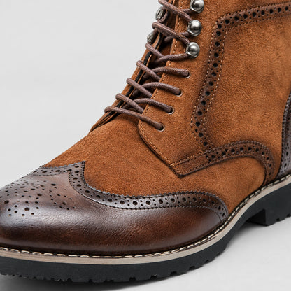 Halwick Leather Brogue Boots — Brown (mens shoe zoom)