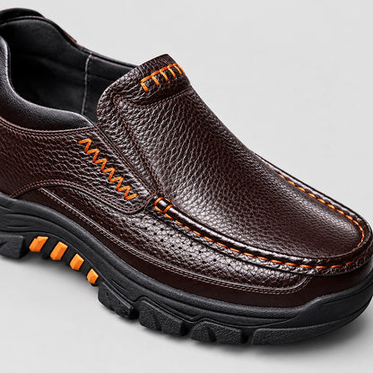 Halton Leather Slip-On Loafers — Brown (mens shoe zoom)