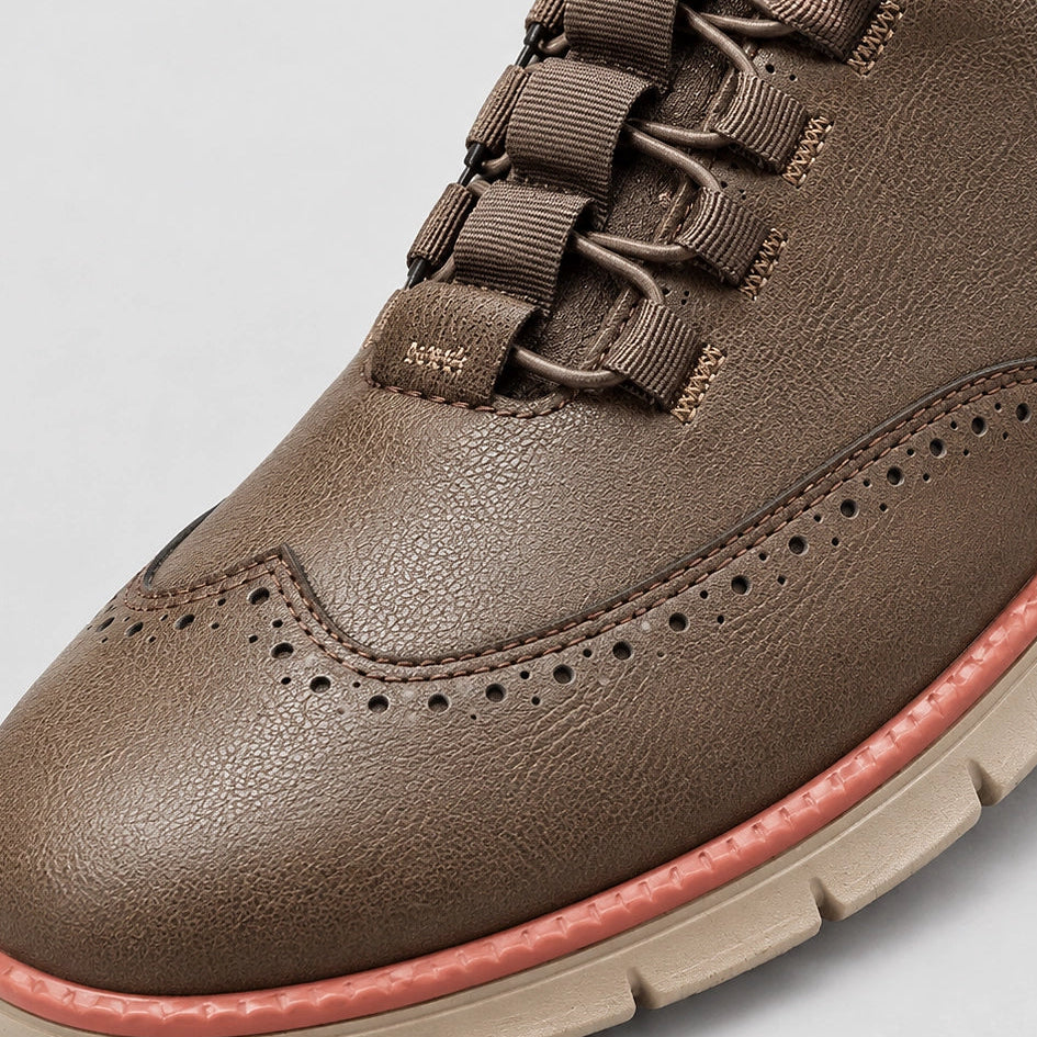 Halverton Leather Brogue Sneakers — Brown (mens shoe zoom)