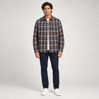 Delvano Plaid Flannel Shirt — Brown Plaid (apparel front)