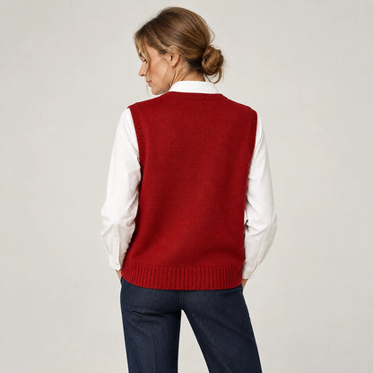 Harlo Wool Sweater Vest — Burgundy (apparel back)