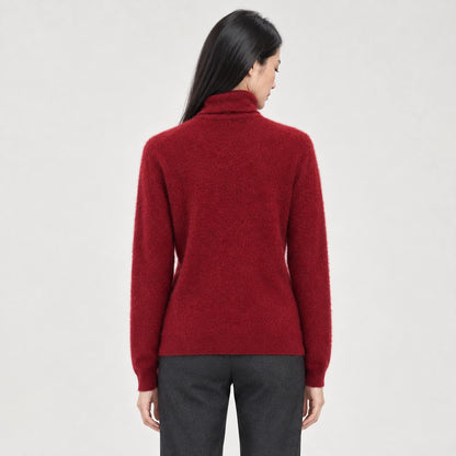 Delwyn Cashmere Turtleneck Sweater — Burgundy (apparel back)