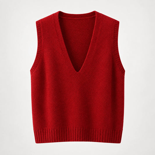 Harlo Wool Sweater Vest — Burgundy (apparel solo)