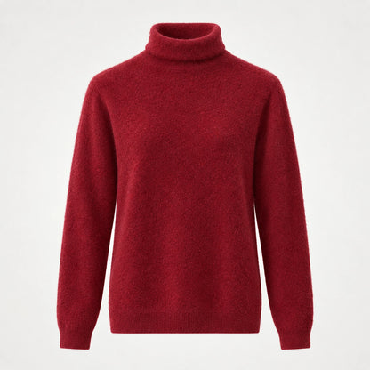 Delwyn Cashmere Turtleneck Sweater — Burgundy (apparel solo)
