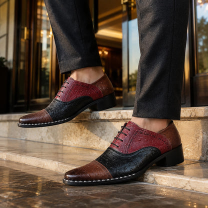 Halcourt Leather Oxford Dress Shoes — Burgundy Black Brown (footwear environment 2)