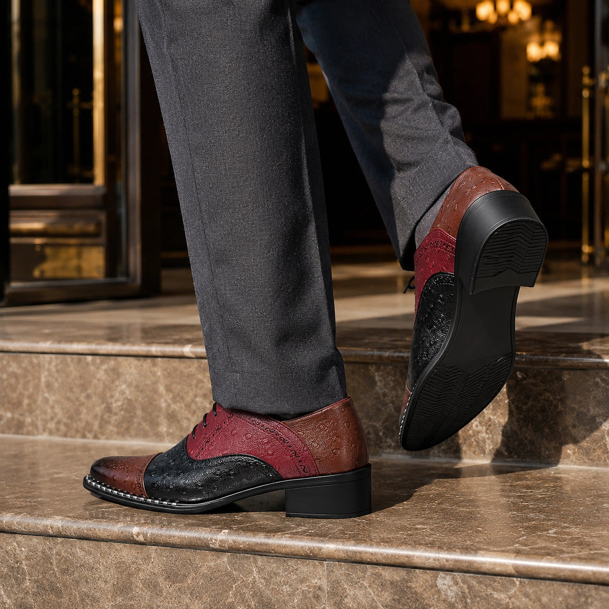 Halcourt Leather Oxford Dress Shoes — Burgundy Black Brown (footwear environment 3)