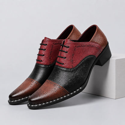 Halcourt Leather Oxford Dress Shoes — Burgundy Black Brown (mens shoe pedestal)