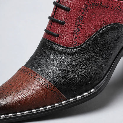 Halcourt Leather Oxford Dress Shoes — Burgundy Black Brown (mens shoe zoom)