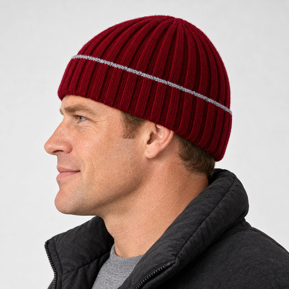 Dalton Wool Beanie — Burgundy (headwear model alt)