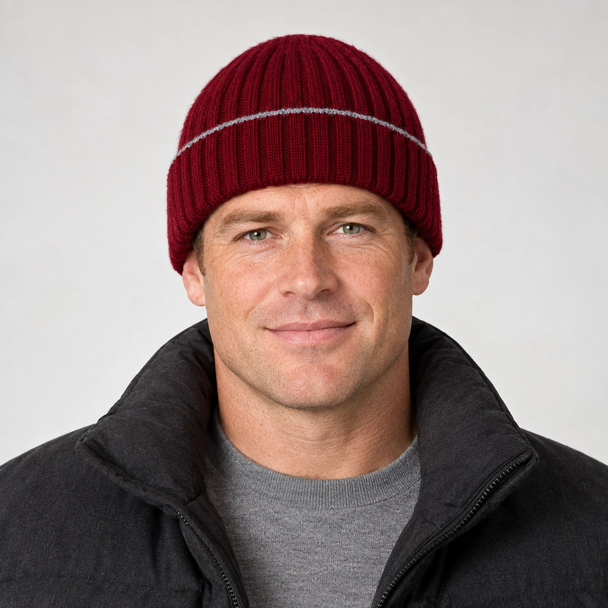 Dalton Wool Beanie — Burgundy (headwear model front)