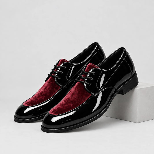 Halvord Leather Derby Oxfords — Burgundy (mens shoe pedestal)