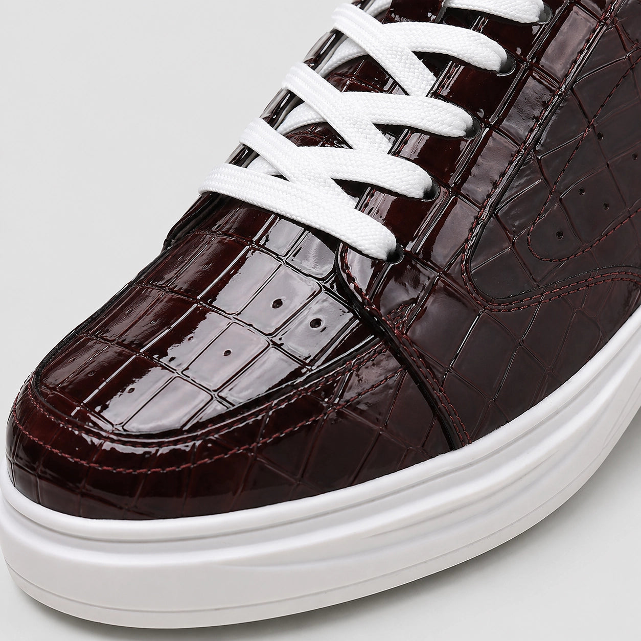 Dalvero Leather Croc-Embossed Sneakers — Burgundy (mens shoe zoom)