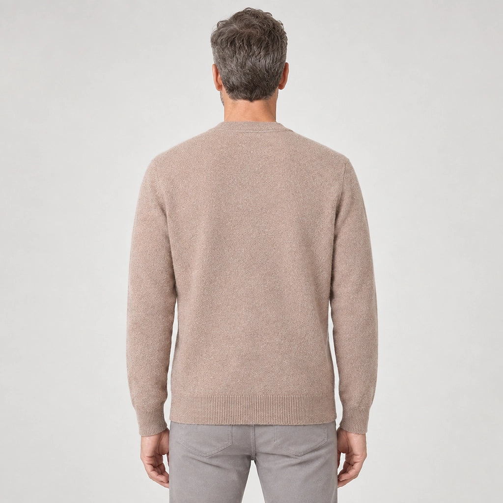 Dalven Wool Blend Cardigan — Camel (apparel back)