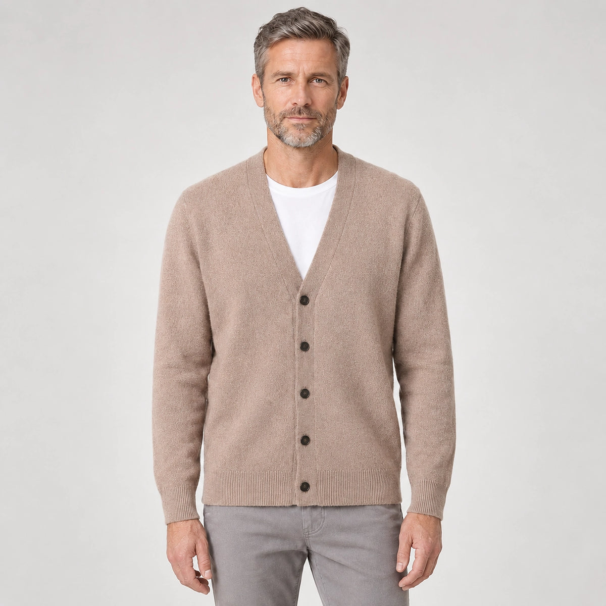 Dalven Wool Blend Cardigan — Camel (apparel detail)