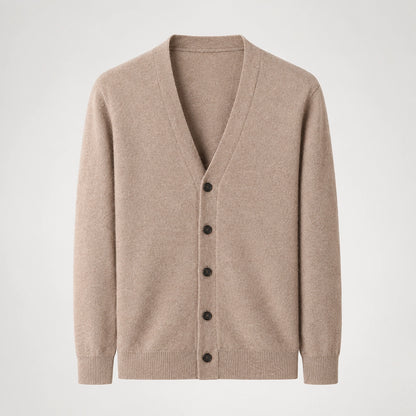 Dalven Wool Blend Cardigan — Camel (apparel solo)