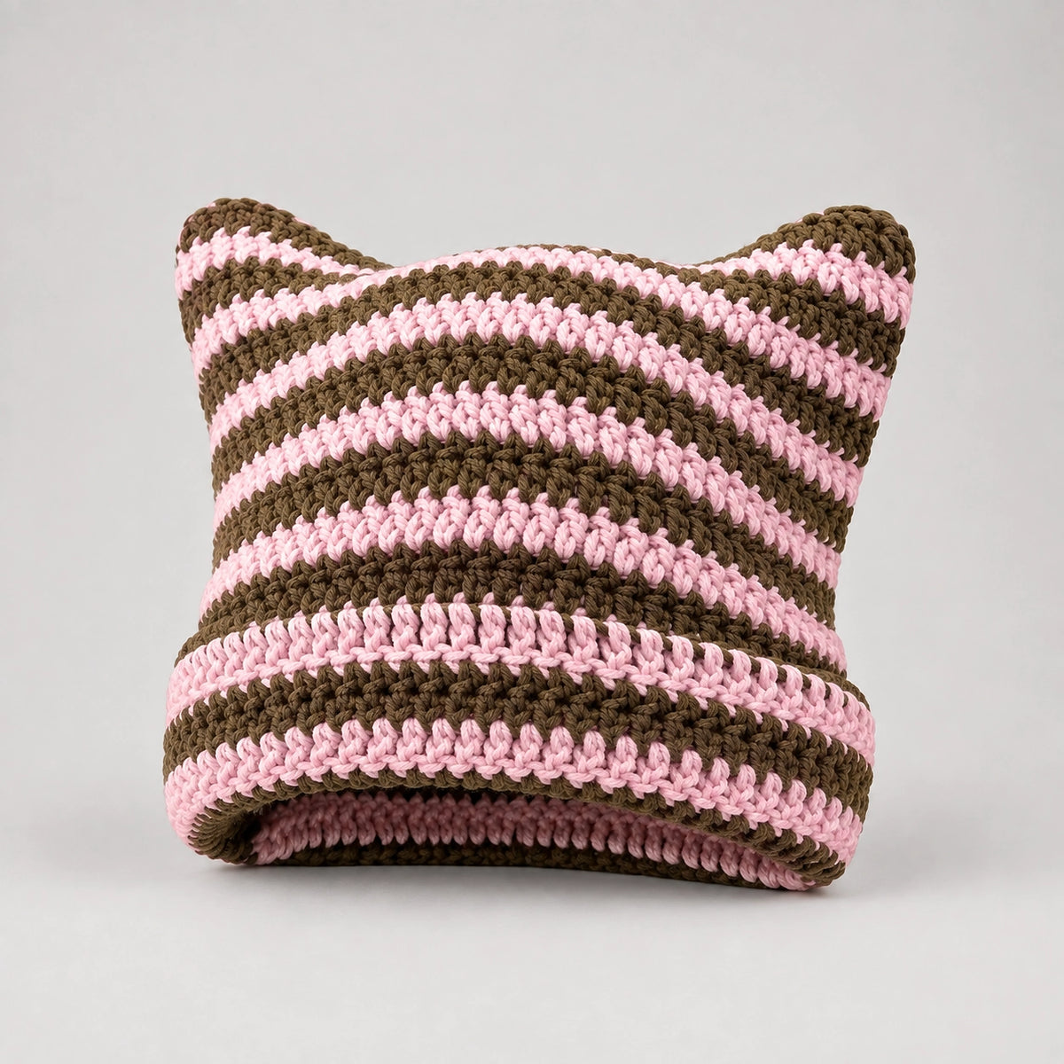 Delphi Cat Ear Crochet Beanie — Cd61300 Pink (headwear solo front)