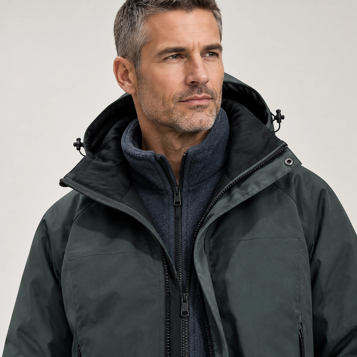 Draven Fleece Lined Jacket — Charcoal (apparel detail)