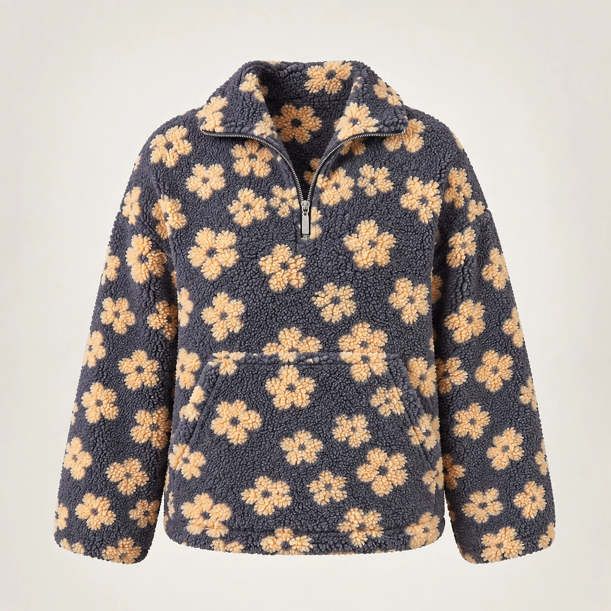 Dulce Floral Fleece Pullover — Charcoal Floral (apparel solo)