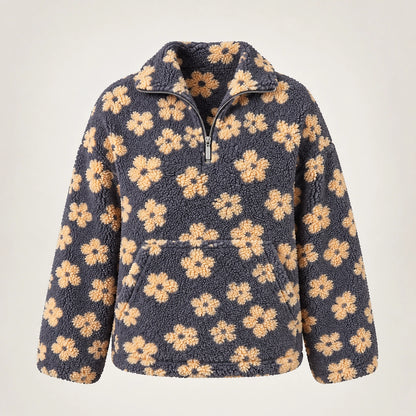 Dulce Floral Fleece Pullover — Charcoal Floral (apparel solo)