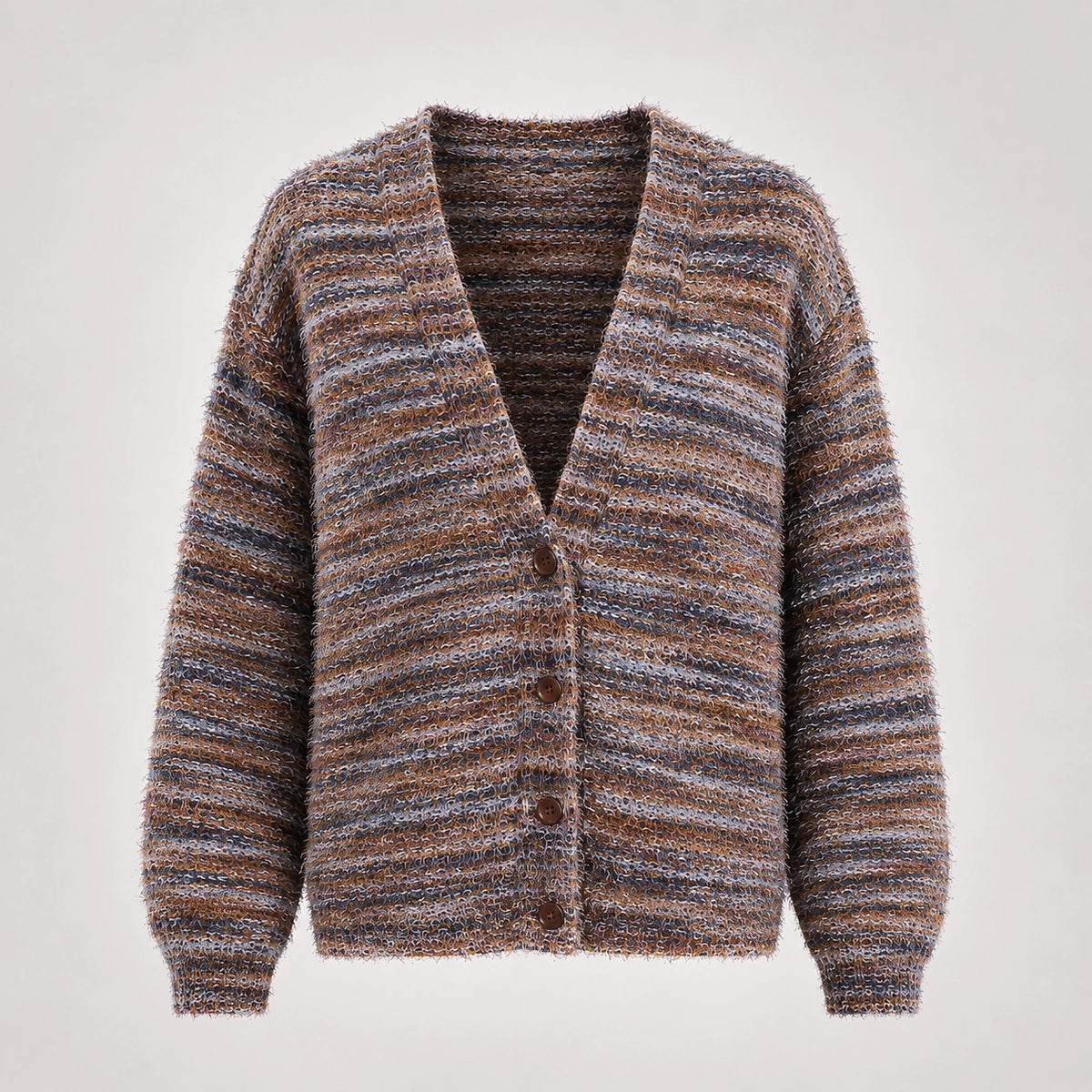 Belara Cotton Blend Cardigan — Charcoal Tweed (apparel solo)