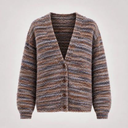 Belara Cotton Blend Cardigan — Charcoal Tweed (apparel solo)