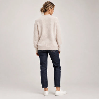 Halvern Cashmere Crewneck Sweater — Cream (apparel back)