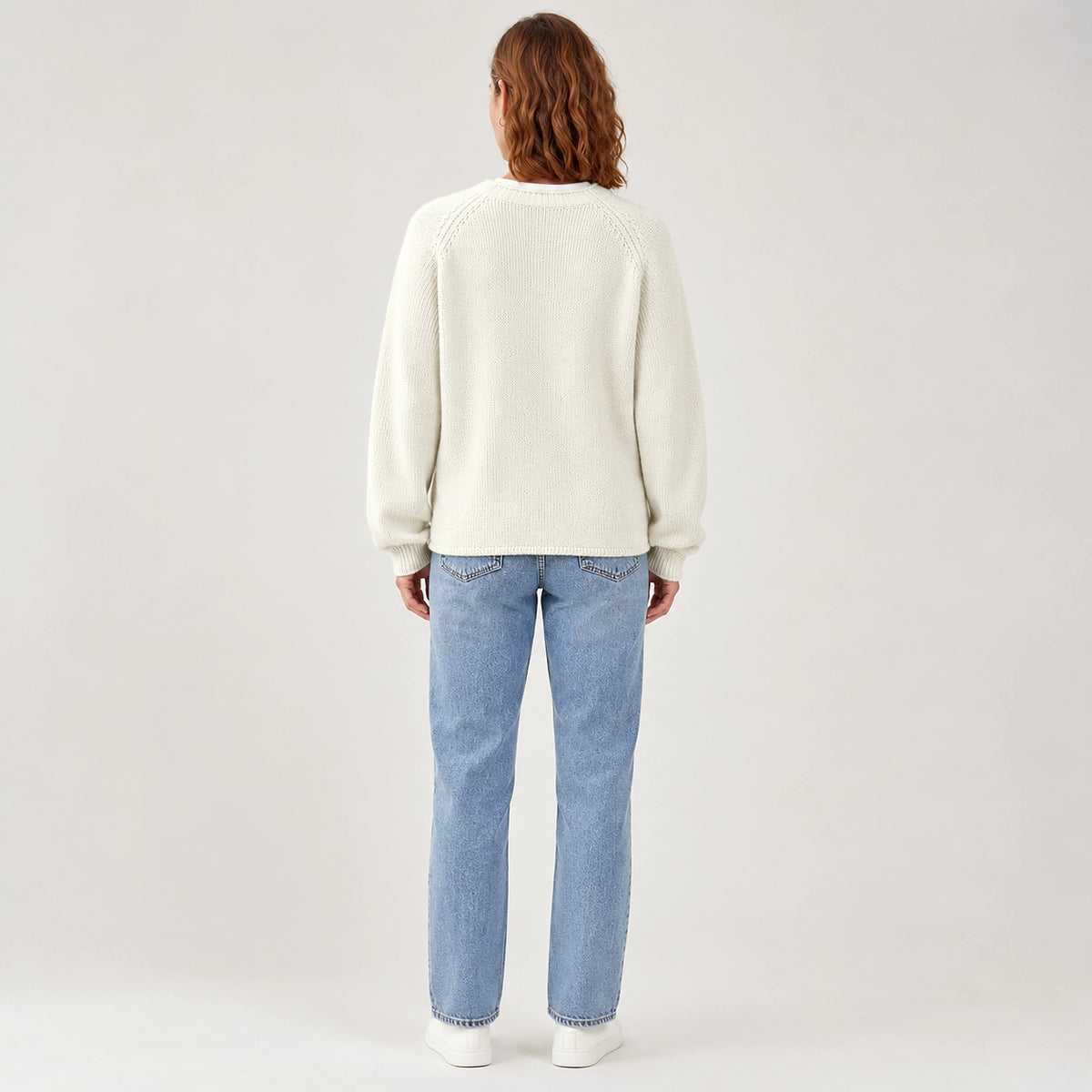 Brinley Intarsia Knit Sweater — Cream (apparel back)