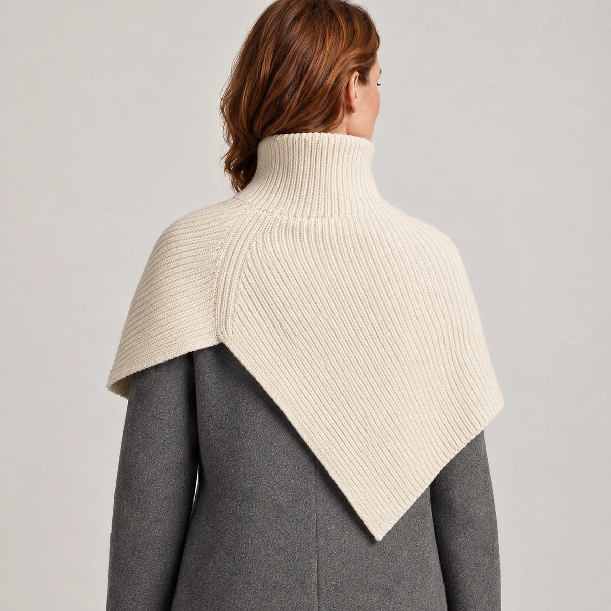 Belvara Ribbed Knit Wrap — Cream (apparel back)