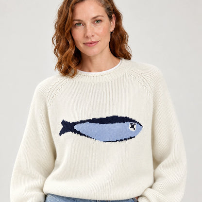 Brinley Intarsia Knit Sweater — Cream (apparel detail)