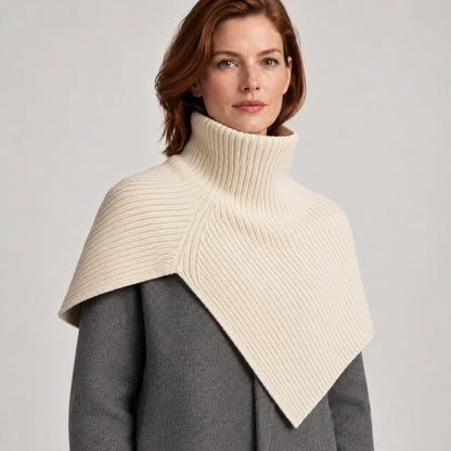 Belvara Ribbed Knit Wrap — Cream (apparel detail)