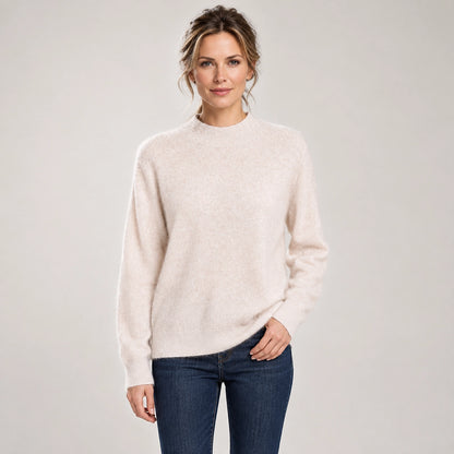 Halvern Cashmere Crewneck Sweater — Cream (apparel front)