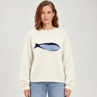Brinley Intarsia Knit Sweater — Cream (apparel front)