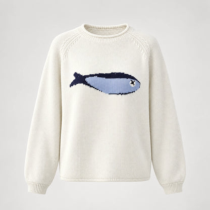 Brinley Intarsia Knit Sweater — Cream (apparel solo)