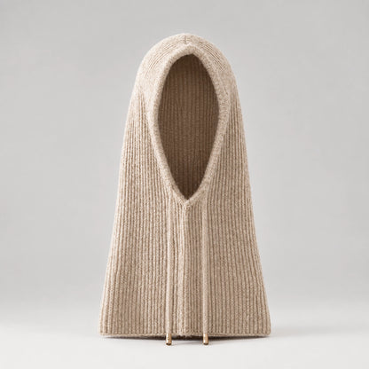 Brynn Wool Blend Balaclava Hood — Cream (headwear solo front)