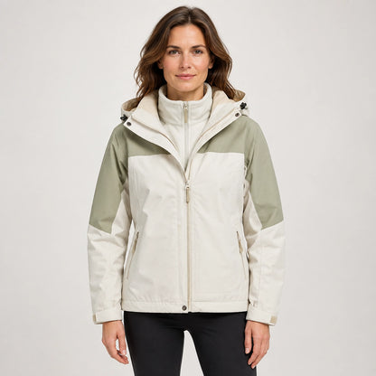 Brindal Hooded Shell Jacket — Cream & Sage (apparel front)