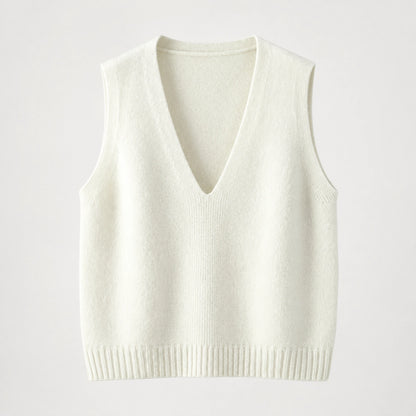 Harlo Wool Sweater Vest — Cream White (apparel solo)