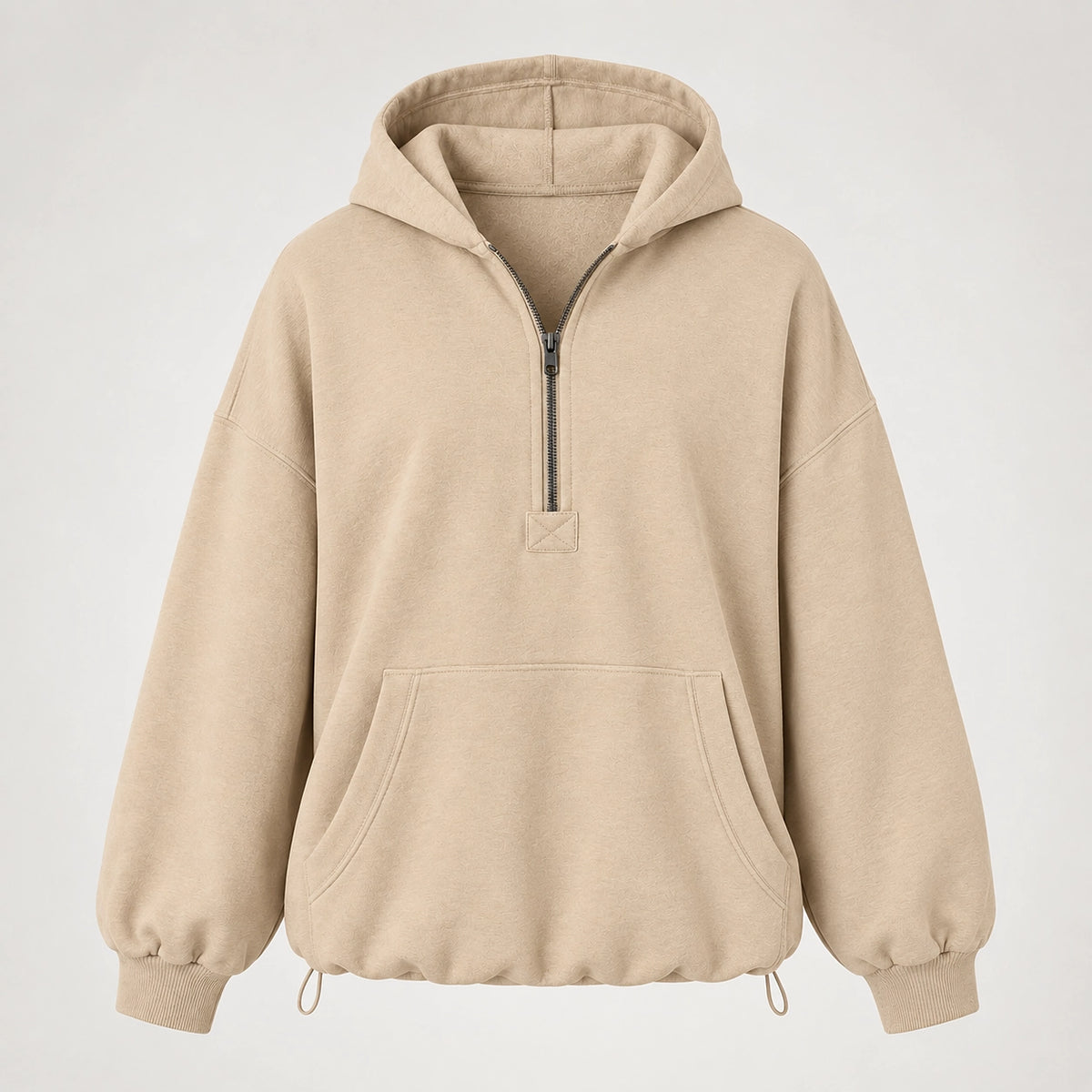 Brelyn Oversized Half-Zip Hoodie — Creamy-white (apparel solo)