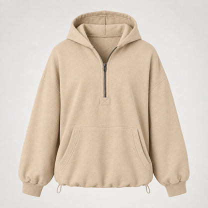 Brelyn Oversized Half-Zip Hoodie — Creamy-white (apparel solo)