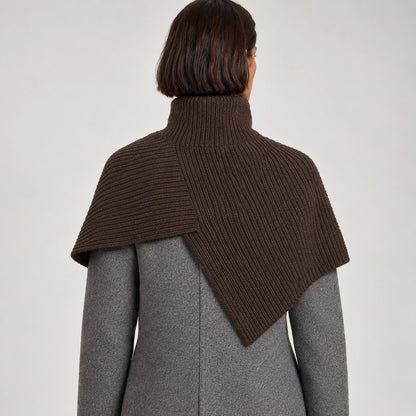 Belvara Ribbed Knit Wrap — Dark Brown (apparel back)