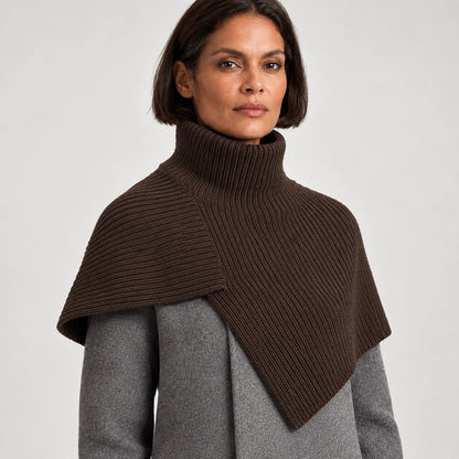 Belvara Ribbed Knit Wrap — Dark Brown (apparel detail)